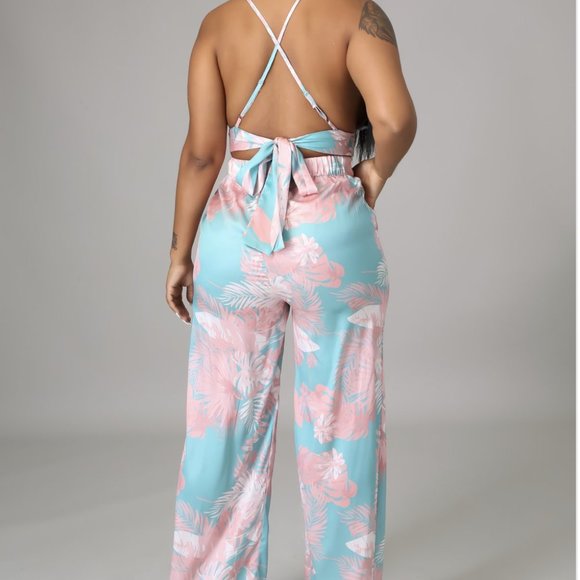 Pink/Mint Tropical Club Pant Set - Picture 2 of 7